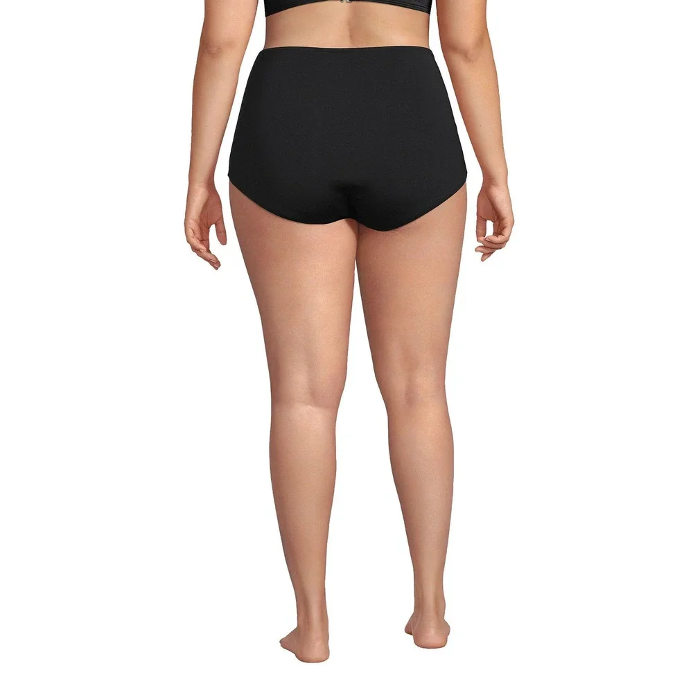 Lands' End Womens XS LONG Tummy Control High Waisted Tugless Bikini Swim Bottoms